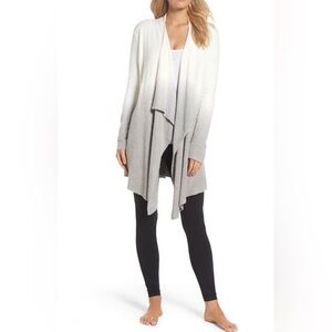 Barefoot Dreams Bamboo Chic Lite ombré open front cream & gray cardigan wrap S/M